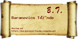 Baranovics Tünde névjegykártya